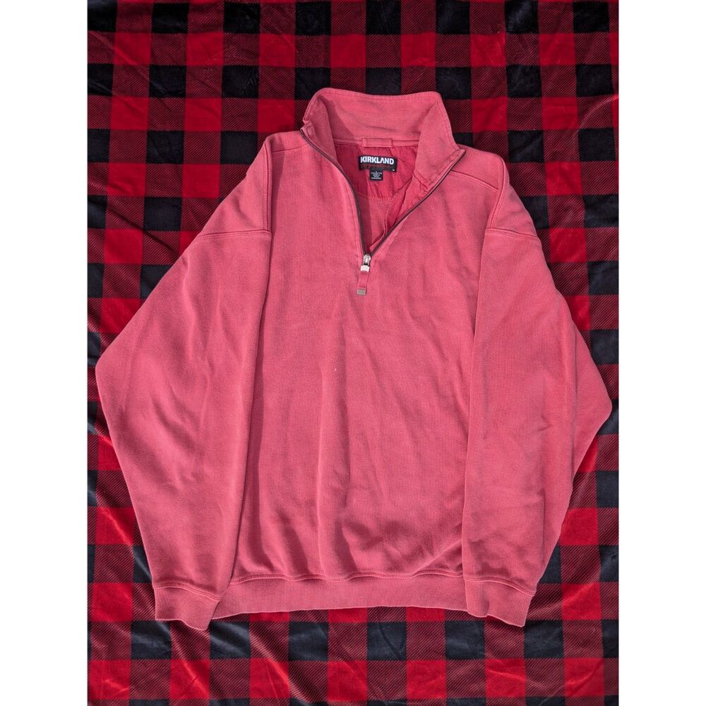Kirkland Signature Men's Pink Long Sleeve Quarter Zip Pullover Size Large